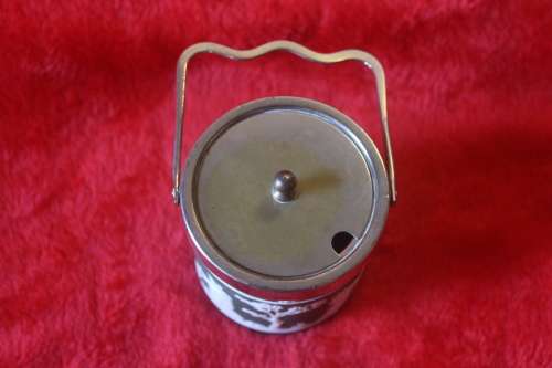DARK OLIVE GREEN JASPERWARE WEDGWOOD SUGAR JAR 90mm ENGLAND