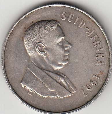 Pregnant Springbok One Rand, Silver 1967 - South Africa