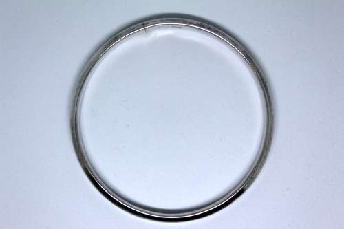 Large Hallmarked Chester 1924 Silver Bangle. Bevelled edges. 27cm diameter.