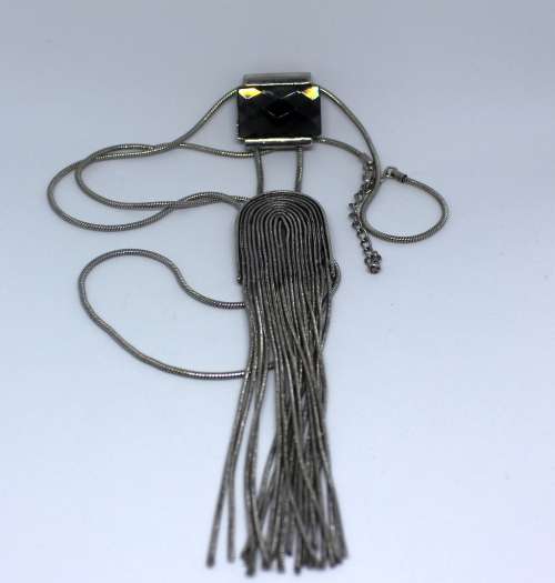 Stunning Bulky Silver colored Necklace, Costume Jewelry