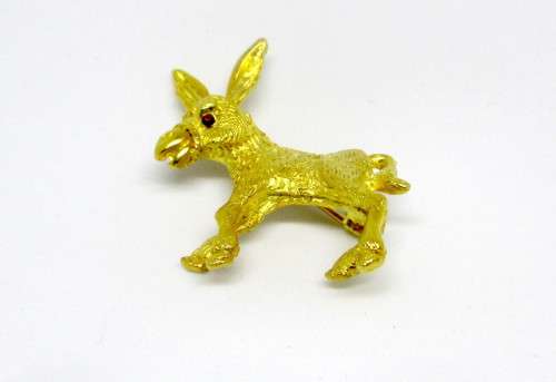 Adorable Gold Colored Donkey Brooch