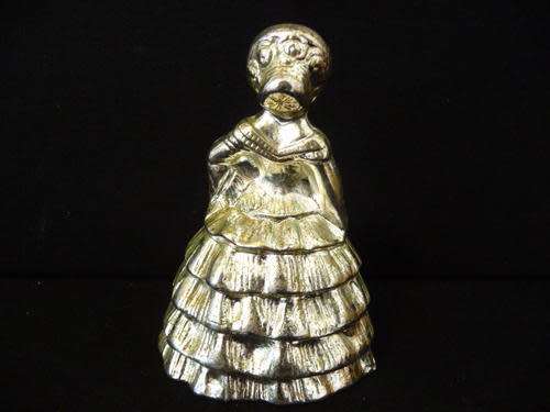 Ornate Young Victorian Girl Silver Toned Bell, Made in England.
