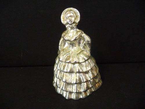 Ornate Young Victorian Girl Silver Toned Bell, Made in England.