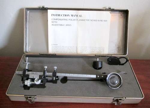Takeda Compensating Polar Planimeter No.1602 and 1601 with Adjustable Arms Made In Japan, Very Good