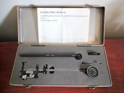 Takeda Compensating Polar Planimeter No.1602 and 1601 with Adjustable Arms Made In Japan, Very Good