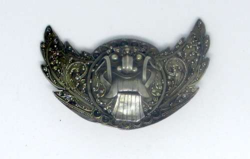Sterling silver brooch pin, `Rangda`s Smile` (Indonesia).  55mm