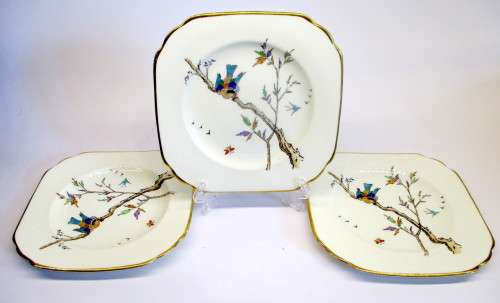 Three Lovely Tuscan Hand-Decorated Tea Plates.  Lovely bone China.