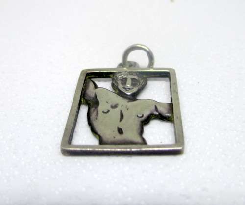 Silver Pendant with Young Man Torso. 2cmx2cm