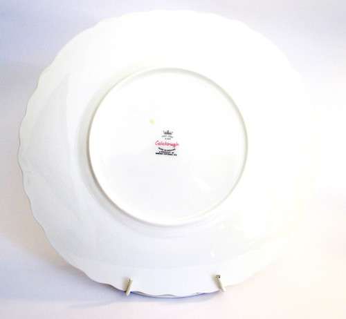 Bone China Cake Plate made by Colclough in the 1960`s Blue Leaf pattern 235 cm diameter