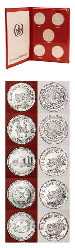 1977 TO 1981 THUNDER BAY, ON. JEUX CANADA GAMES 1981 FIVE MEDALLION SET