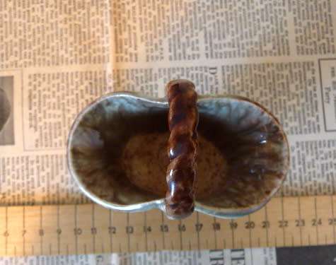 Small Ceramic Decorative Basket, Vintage Mid-Century Marked `Germany` 12cm High Spotless