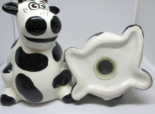 Cute Porcelain Cow Salt and Pepper Set. 10cm high.