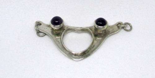 Interesting Handmade Silver Pendant with Semi Prescious Stones. 6.5cm diameter