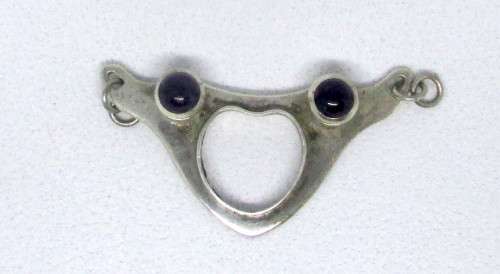 Interesting Handmade Silver Pendant with Semi Prescious Stones. 6.5cm diameter