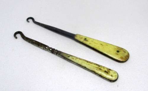 Pair of Antique Victorian Bone (Bovine) Handled Boot lace Hooks