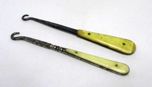 Pair of Antique Victorian Bone (Bovine) Handled Boot lace Hooks