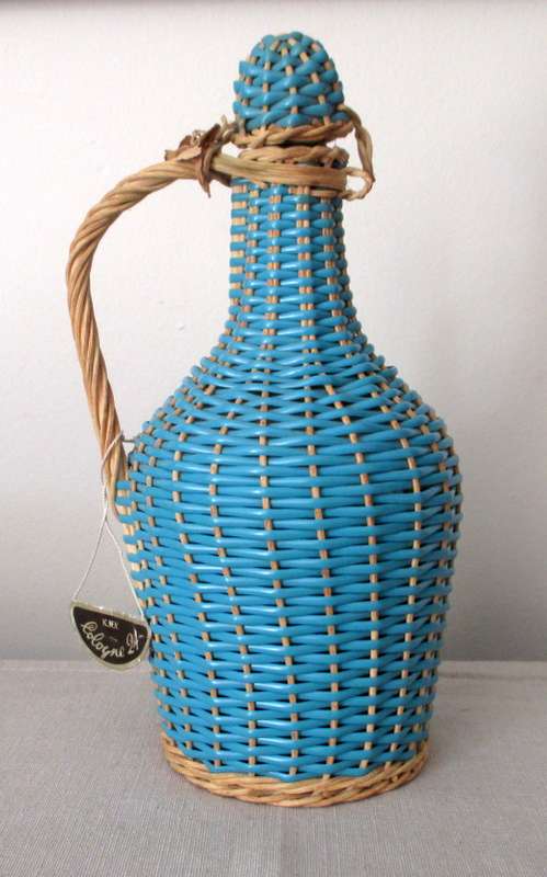 Vintage KWV Cologne 24 Wine Bottle covered with Vinyl Wicker.  Stunning Piece.