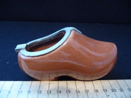 Vintage Ceramic Brown Clog with Decorative Finishes Ashtray.