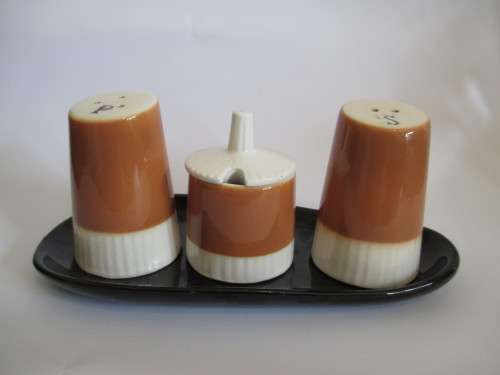 Vintage Art Deco Cruet Salt Pepper and Mustard set Please view for condition