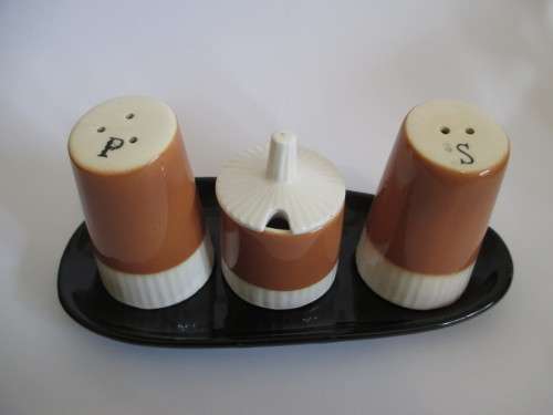 Vintage Art Deco Cruet Salt Pepper and Mustard set Please view for condition