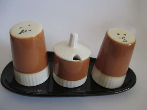 Vintage Art Deco Cruet Salt Pepper and Mustard set Please view for condition