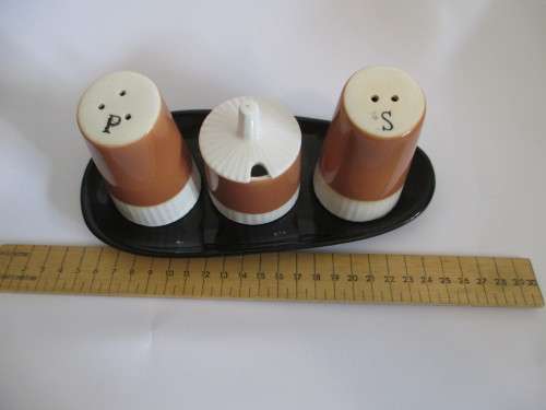 Vintage Art Deco Cruet Salt Pepper and Mustard set Please view for condition