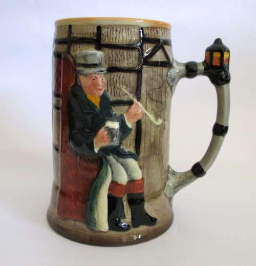 Vintage `Tony Weller` Character Sandland Ware Musical Porcelain Tankard. Spotless, 16 cm high.