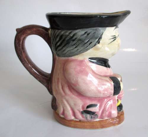 Vintage Toby Like Hand Painted Porcelain Tankard. Made in Japan. 15cm high