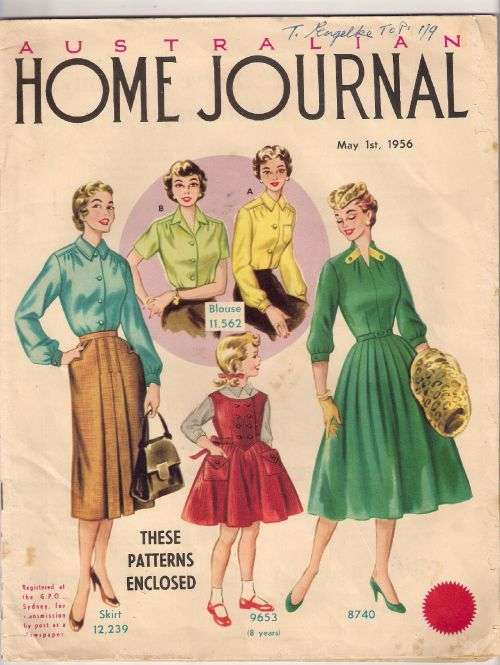 Vintage Australian Home Journal, May 1st,1956 with Patterns enclosed. (9 Pieces)