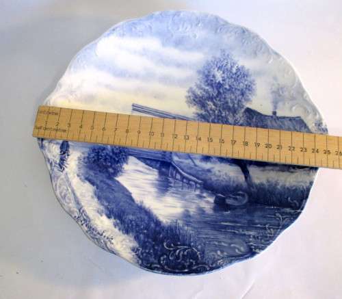 Vintage Delft Blue and White Cake/Wall Hanging Plate with GJH Poggenbeek well known painting.