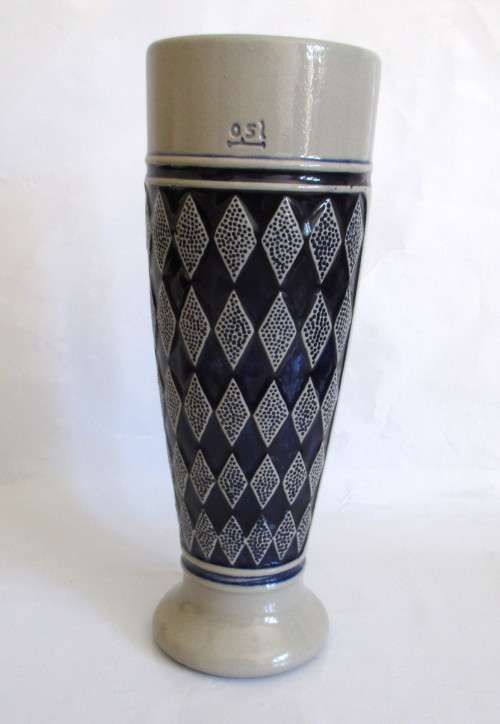 Vintage 0,5l Germany Cobalt Blue Pottery Beer Stein Glazed glass