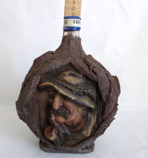 Interesting Vintage Wine Bottle with Old Sailors Face. As per Photo.