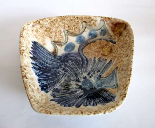Vintage Hand Painted Trinket Bowl Interesting Shape Marked No chips, no cracks