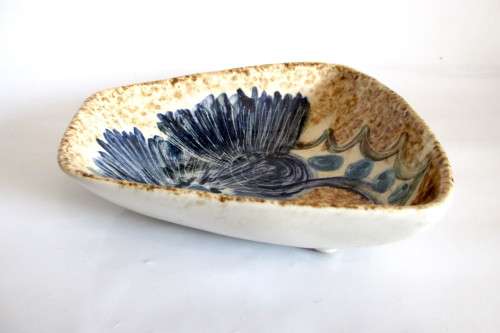Vintage Hand Painted Trinket Bowl Interesting Shape Marked No chips, no cracks
