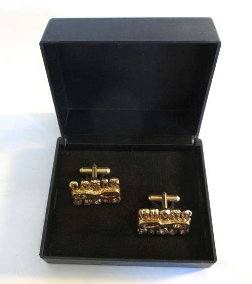 Vintage Gold Colored Cufflinks in Box.