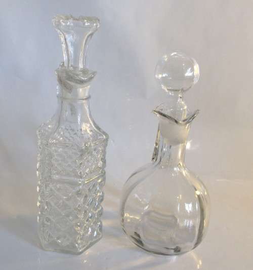 Two Vintage Glass Cruet Table Ware. Viniger and Oil.