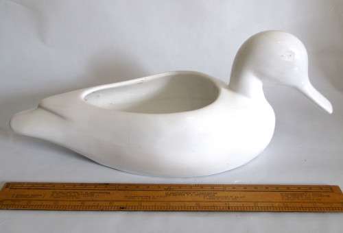 Vintage Large White Ceramic Duck Planter.