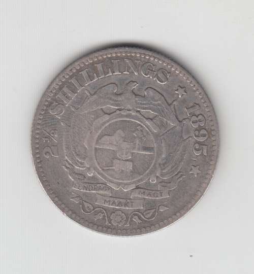 1895 ZAR 2 1/2 Shiiling Silver Coin