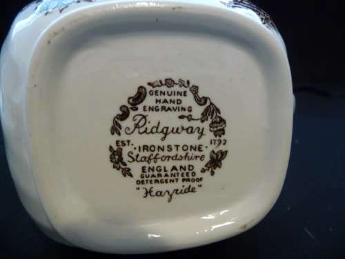 Ridgeway "Ironstone" Staffordshire Sugar Pot & Milk Jug. Spout small chip