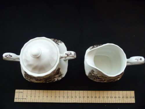 Ridgeway "Ironstone" Staffordshire Sugar Pot & Milk Jug. Spout small chip
