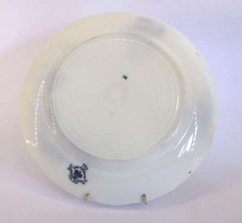 Vintage Johnson Bros Semi-Porcelain dinner plate with Paris pattern in blue, floral transfers.