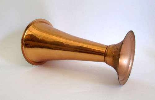 VIntage Stylish Red Copper Flute Flower Vase. 23cm high.