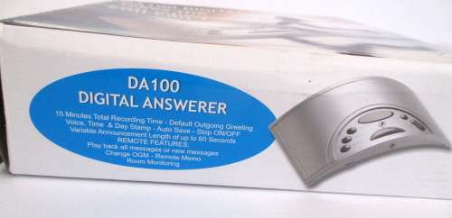 DA100 Digital Answering Machine. Silver. Various Features asn per Photo. New in Box