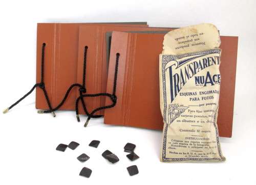 Three Vintage Scrapbook Photo Albums, with a bag of Photo Corners for the perfect Finish.