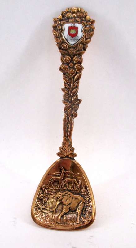 Vintage Queenstown Red Copper Embossed Sugar Spoon.
