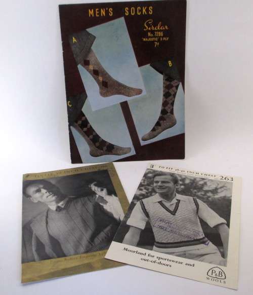 Three Vintage Knitting Patterns For Gentlemen.