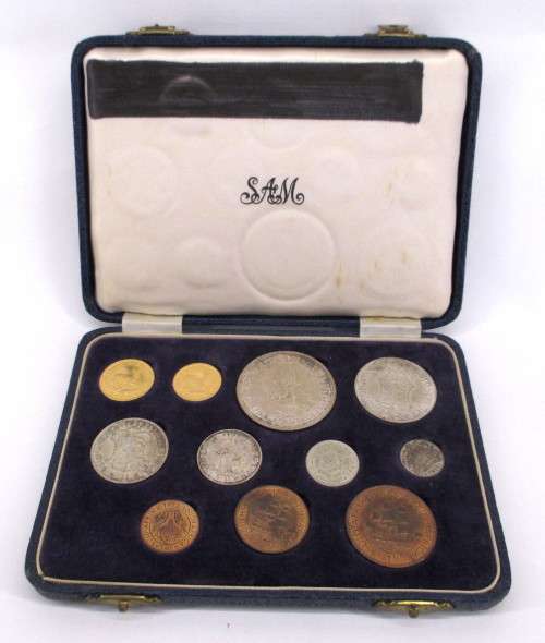1952 Toned LONG Proof Set (with GOLD Pound and Half Pound) Union of South Africa in Original SAM box