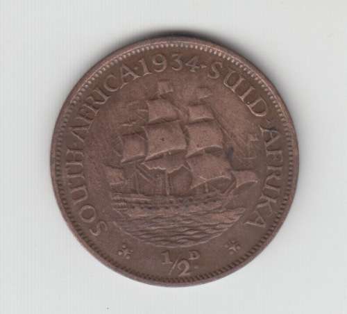 1934 SA Union Half Penny Bronze