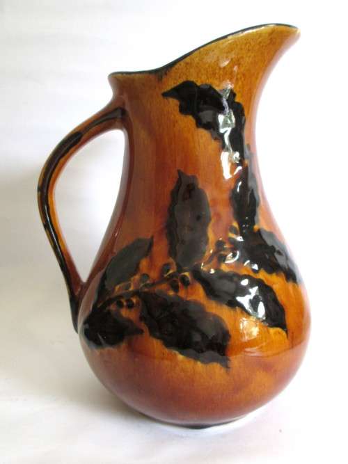 Large Vintage Glazed Ceramic Jug. Spotless. 25cm High.