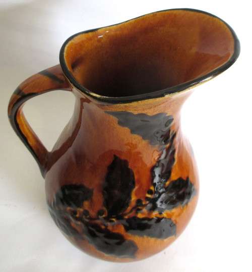 Large Vintage Glazed Ceramic Jug. Spotless. 25cm High.